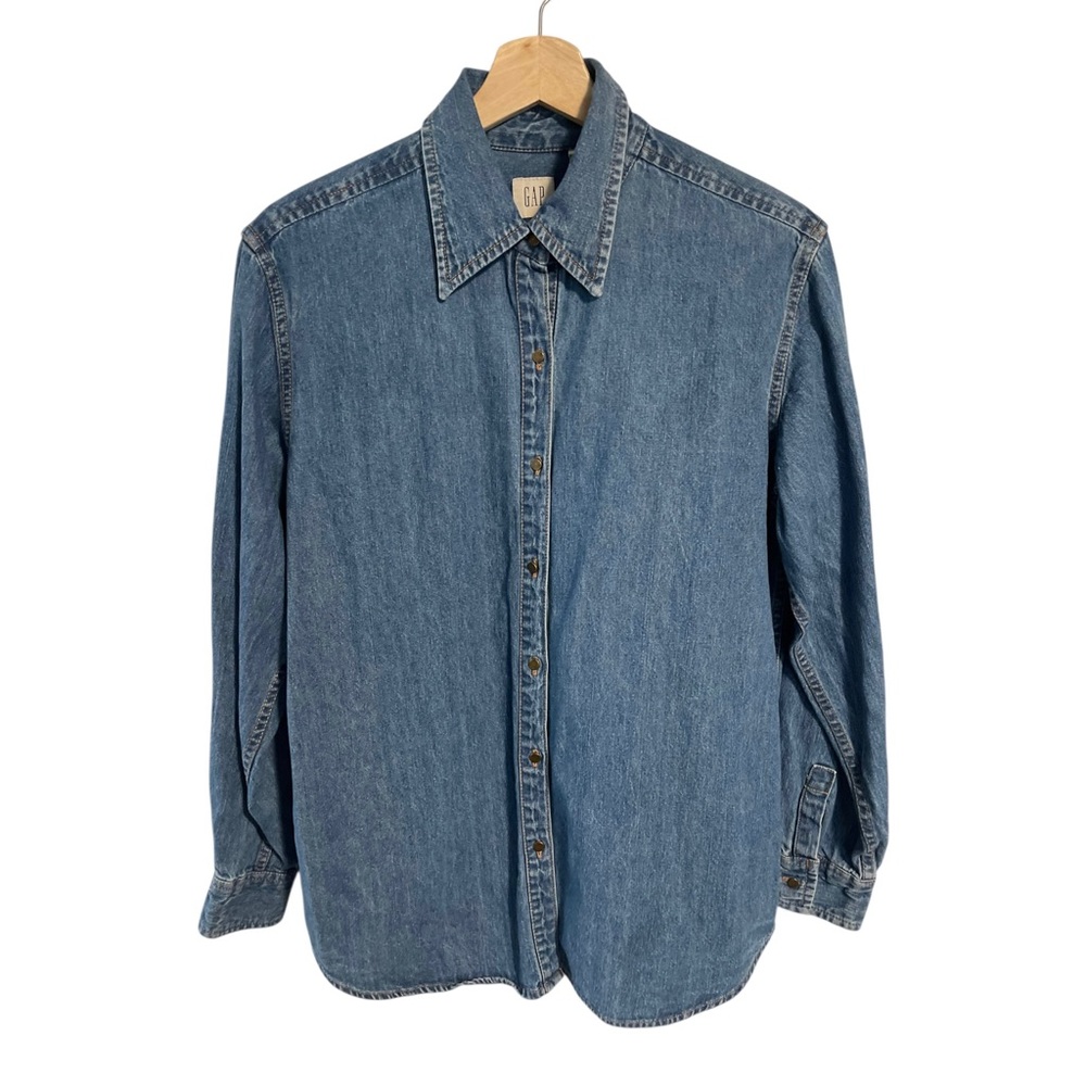 Vintage Gap Shirt Denim Long Sleeve Button Up 100% Cotton Women’s Size Small